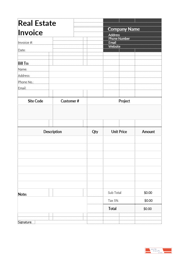 Real Estate Invoice Template PSD template